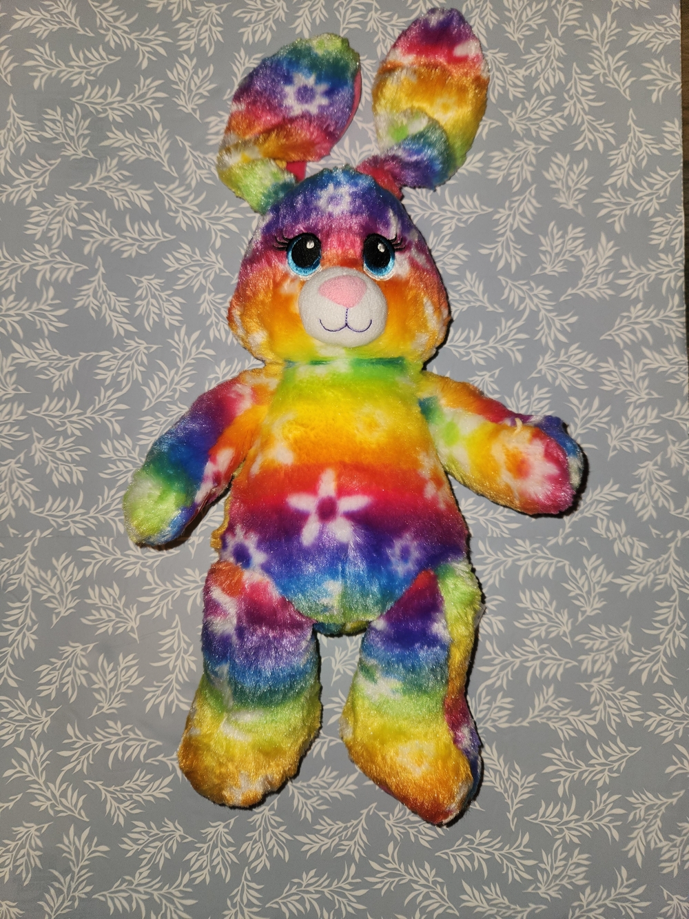 Rainbow Tie-Dye Plush Bunny - Colorful Soft Stuffed Animal